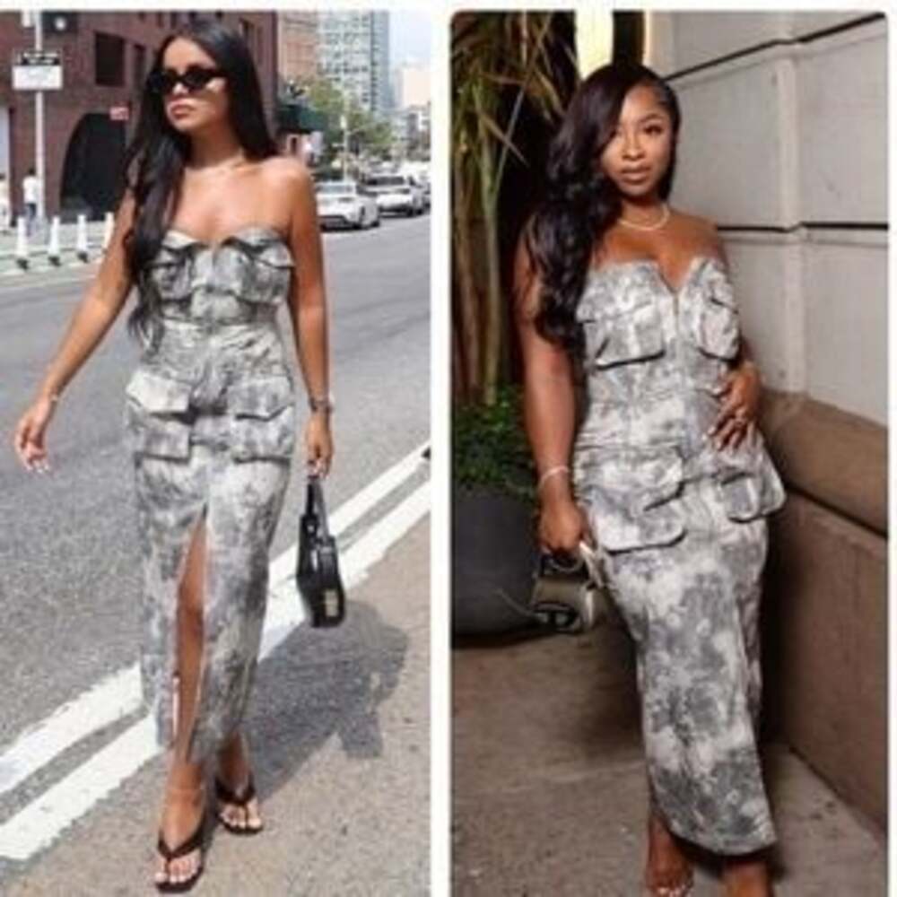 Zara Printed Cargo Midi Dress